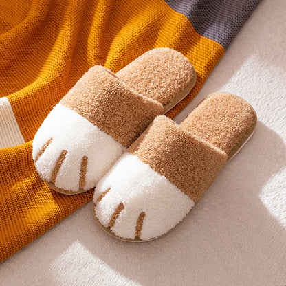 Katzenpfoten Hausschuhe – Flauschige Plüsch-Pantoffeln für Damen & Herren – Rutschfeste Unisex-Slipper in Grau, Braun, Rosa & Gelb