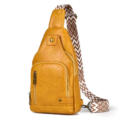 Vintage Crossbody Sling Bag – Schultertasche mit Breitem Gurt & Mehreren Fächern
