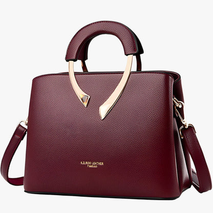 Elegante PU-Leder-Handtasche für Damen – Stilvolle Tasche mit goldenen Akzenten und praktischer Fächeraufteilung
