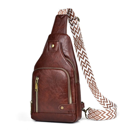 Vintage Crossbody Sling Bag – Schultertasche mit Breitem Gurt & Mehreren Fächern
