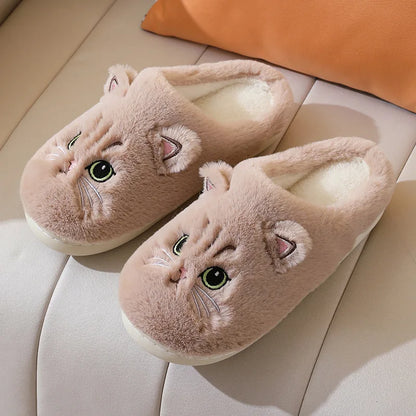 Plüsch Katzen Hausschuhe – Warme Kuschelpantoffeln mit süßem Katzengesicht, rutschfester Sohle, Unisex, in mehreren Farben erhältlich