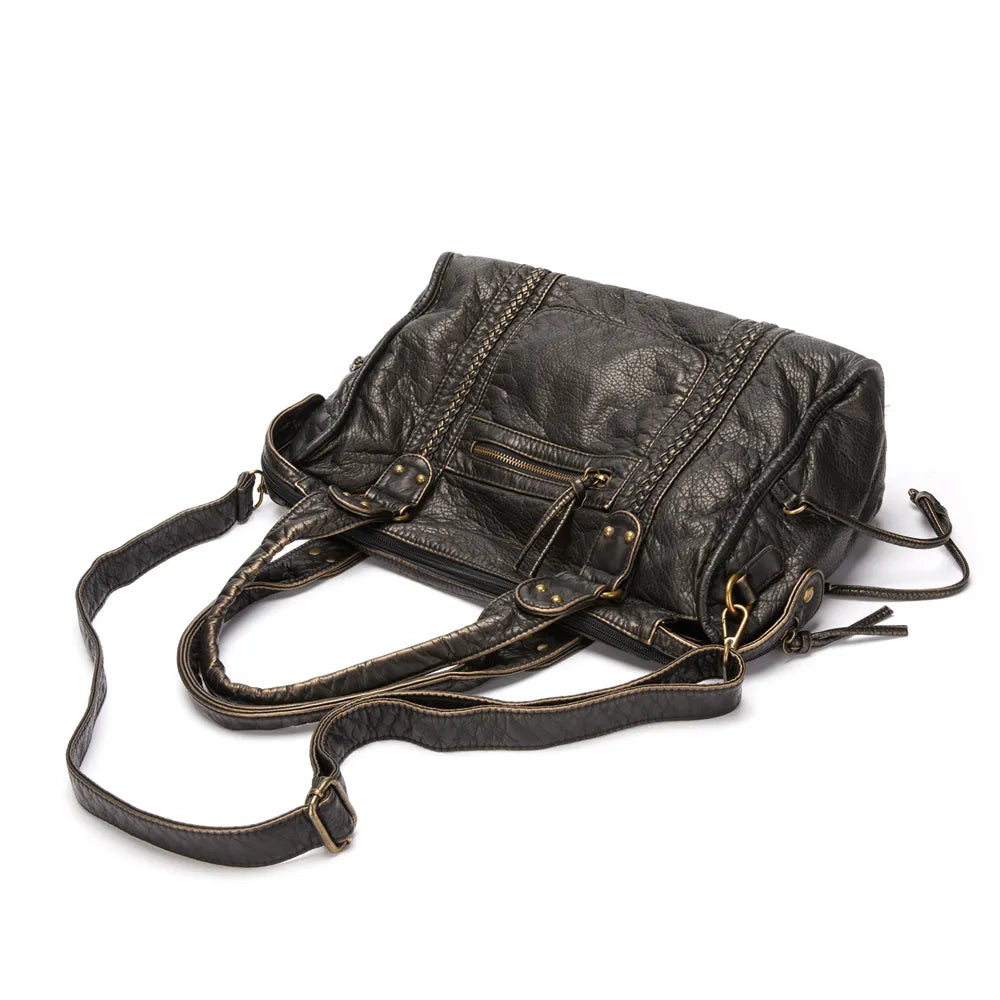 Luxuriöse Schwarze Lederhandtasche Damen – Zeitloses Design & Geräumige Schultertasche