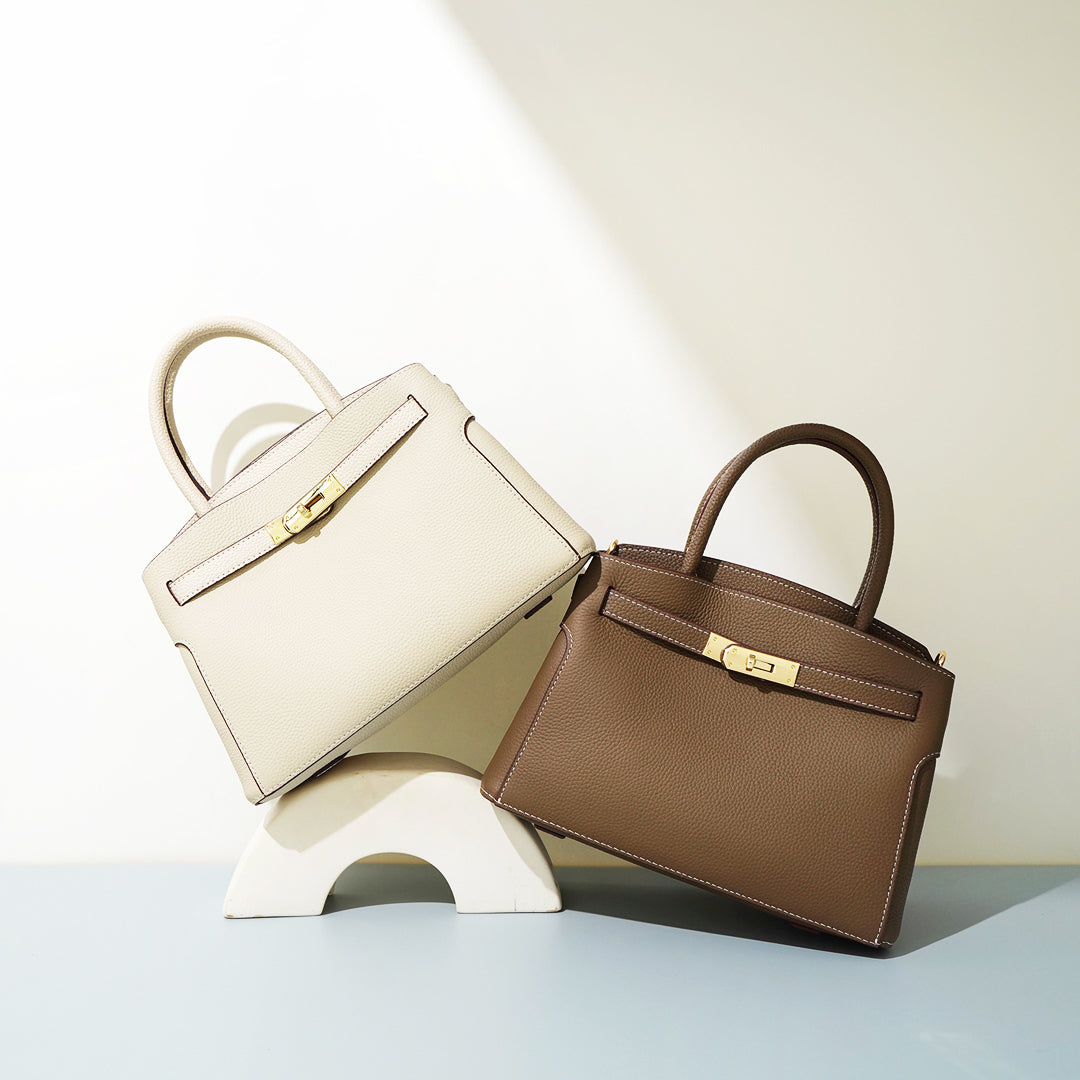 Elegante Damen-Handtasche mit Goldverschluss – Zeitloses Design aus veganem Leder