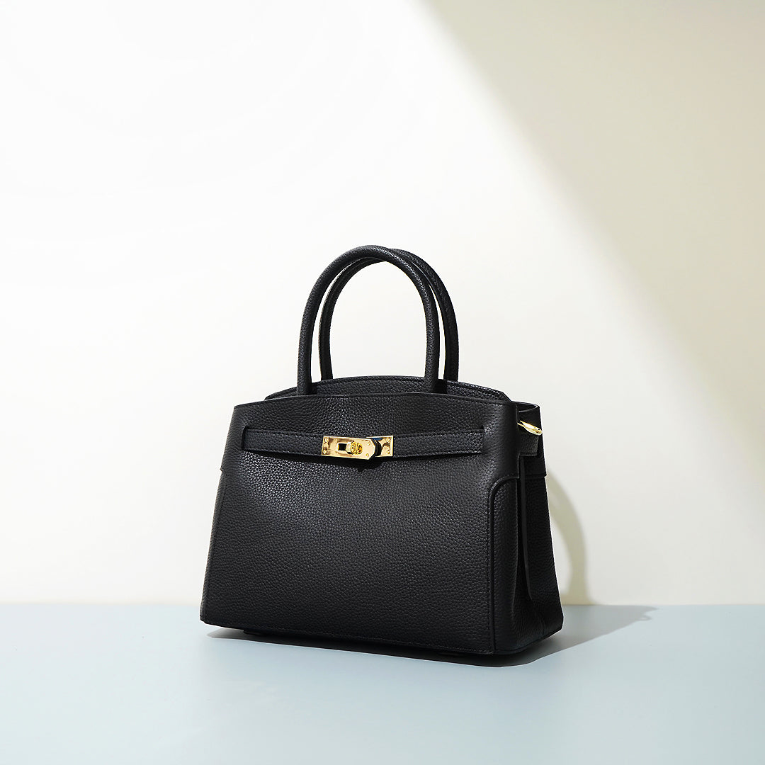 Elegante Damen-Handtasche mit Goldverschluss – Zeitloses Design aus veganem Leder