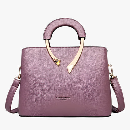 Elegante PU-Leder-Handtasche für Damen – Stilvolle Tasche mit goldenen Akzenten und praktischer Fächeraufteilung