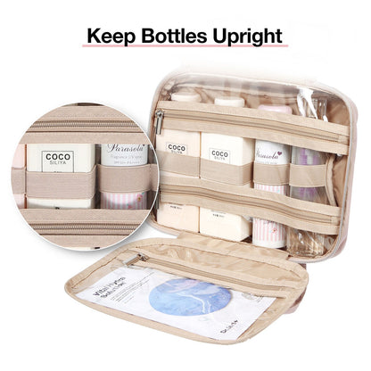 Wasserdichte Kulturtasche mit Transparentem Reiseset – Luxus Kosmetik- & Make-up Tasche für Reisen