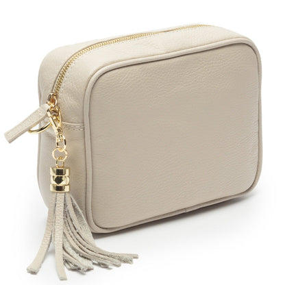 Beige Damen Crossbody Tasche mit breitem, verstellbarem Schulterriemen – Stilvolle Umhängetasche aus hochwertigem PU-Leder