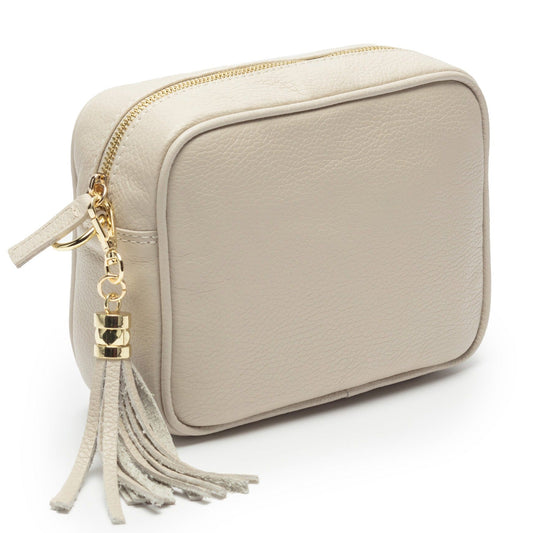 Beige Damen Crossbody Tasche mit breitem, verstellbarem Schulterriemen – Stilvolle Umhängetasche aus hochwertigem PU-Leder
