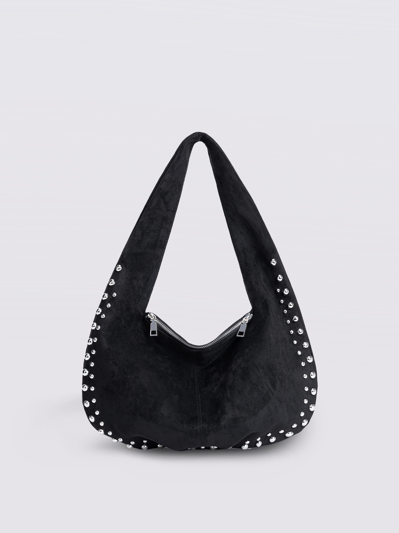 Liorra Vegane Lederschultertasche Schwarz mit Nieten – Lässig & Stilvoll
