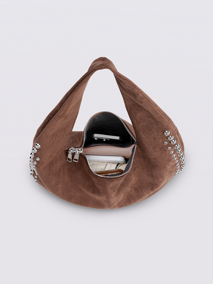 Liorra Vegane Lederschultertasche Schwarz mit Nieten – Lässig & Stilvoll