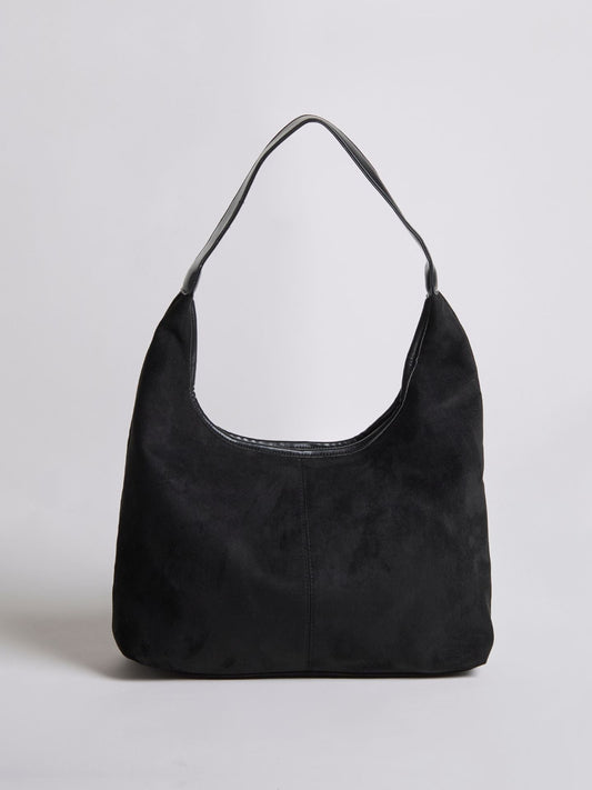 Schwarze Wildleder Schultertasche Damen – Minimalistisches & Geräumiges Design
