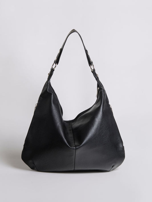 Große Schultertasche Damen – Veganes Leder in Schwarz & Lila