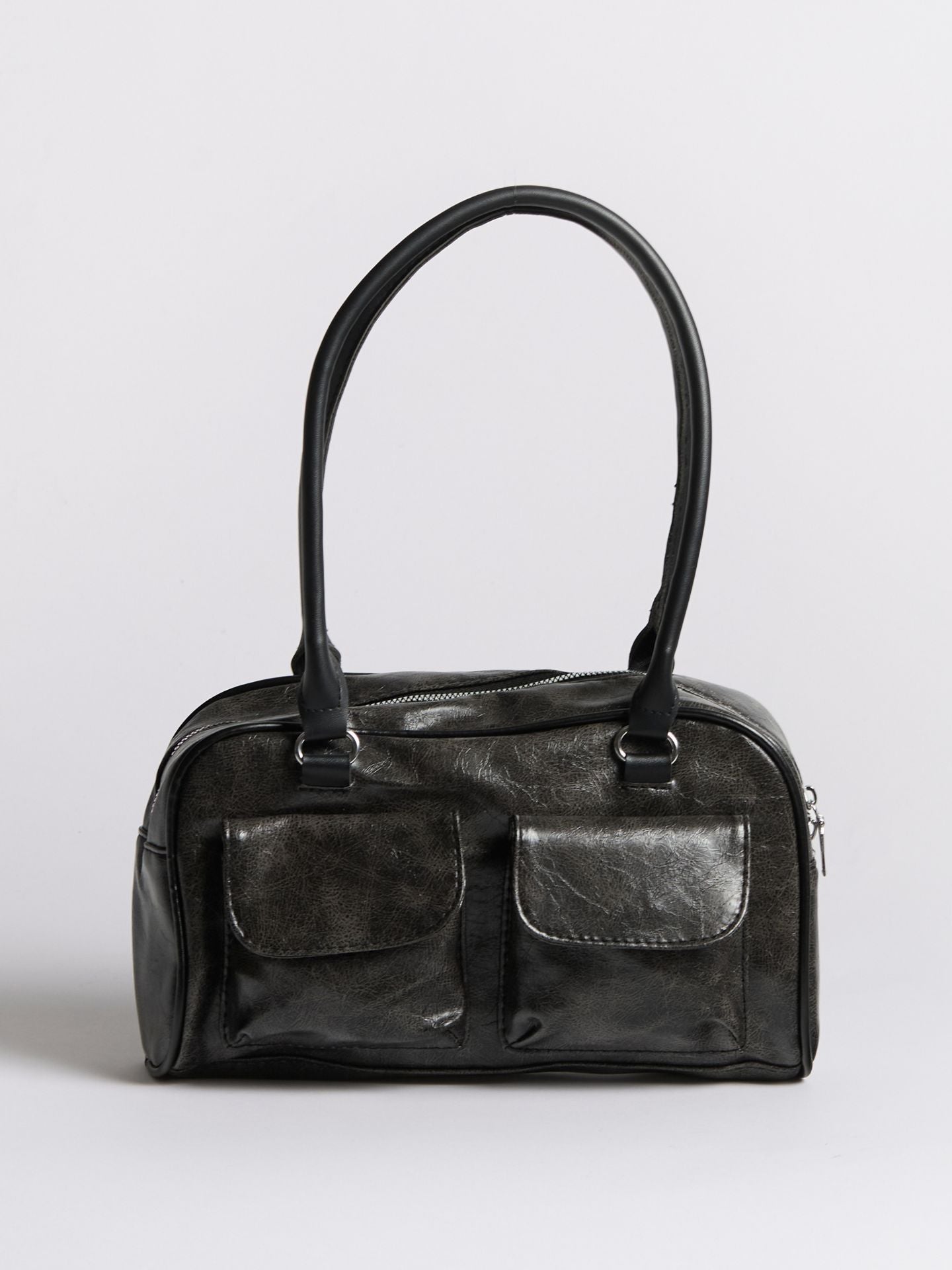Luxe Vintage Schultertasche Damen mit Fronttaschen – Veganes Leder & Zeitloses Design