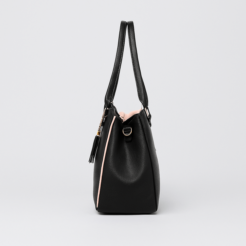 Trendy Schwarze Damen Handtasche – Mit Verstellbarem Schulterriemen
