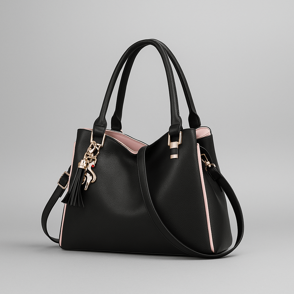 Trendy Schwarze Damen Handtasche – Mit Verstellbarem Schulterriemen
