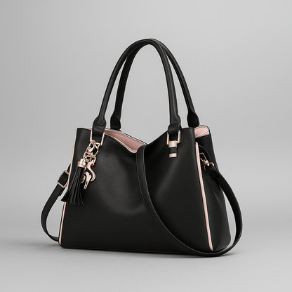 Trendy Schwarze Damen Handtasche – Mit Verstellbarem Schulterriemen