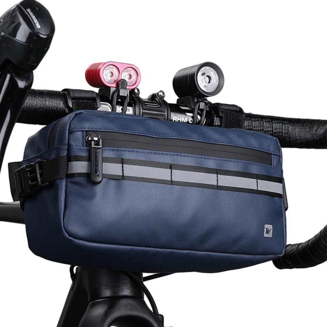 Wasserdichte Lenkertas – 4L Fahrradtasche mit Reißverschluss – Schwarz/Navy Blau