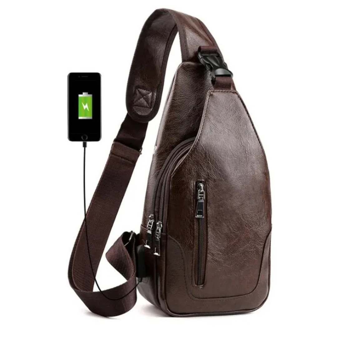 Luxuriöse Leder Crossbody Tasche – Mit USB-Ladeanschluss & Diebstahlsicherem Design