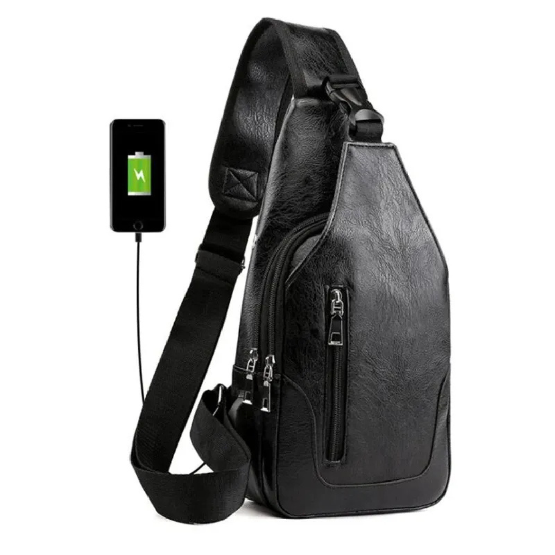 Luxuriöse Leder Crossbody Tasche – Mit USB-Ladeanschluss & Diebstahlsicherem Design