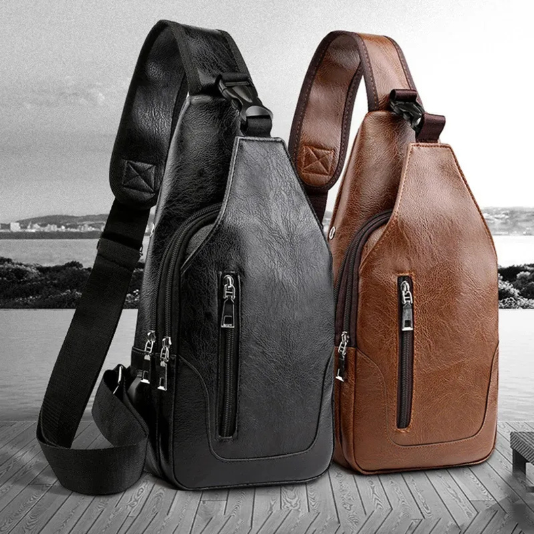 Luxuriöse Leder Crossbody Tasche – Mit USB-Ladeanschluss & Diebstahlsicherem Design