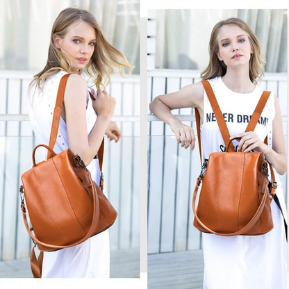 Eleganter Damen-Rucksack aus PU-Leder – Groß, Wasserabweisend, Vielseitig für Arbeit, Schule & Reisen