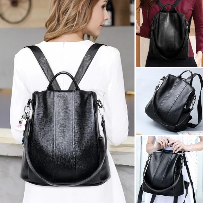 Eleganter Damen-Rucksack aus PU-Leder – Groß, Wasserabweisend, Vielseitig für Arbeit, Schule & Reisen