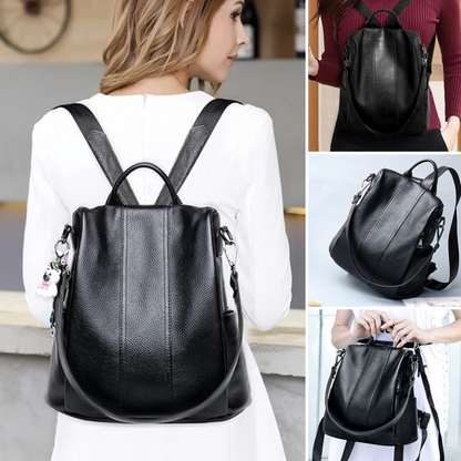 Eleganter Damen-Rucksack aus PU-Leder – Groß, Wasserabweisend, Vielseitig für Arbeit, Schule & Reisen