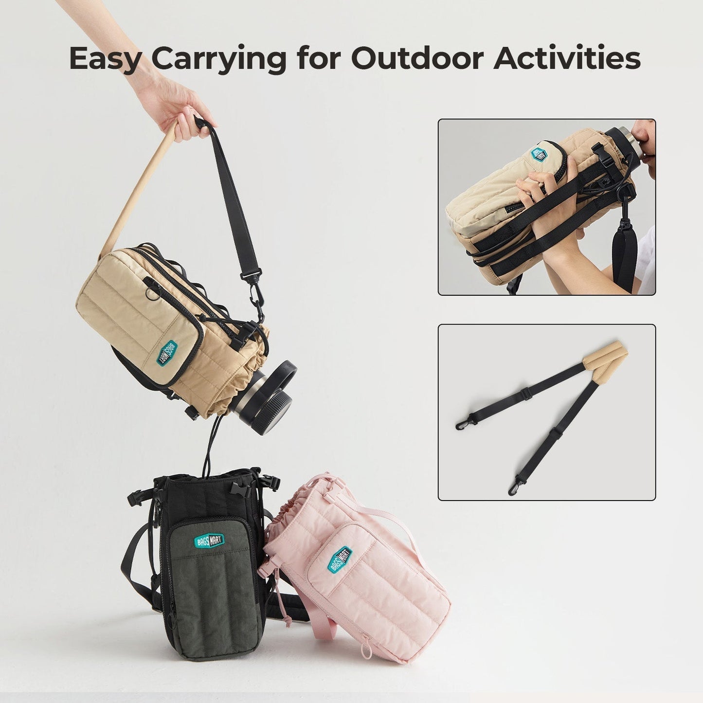 Wasserflaschen Tragetasche – Verstellbare Crossbody Tasche für Sport, Reisen & Outdoor