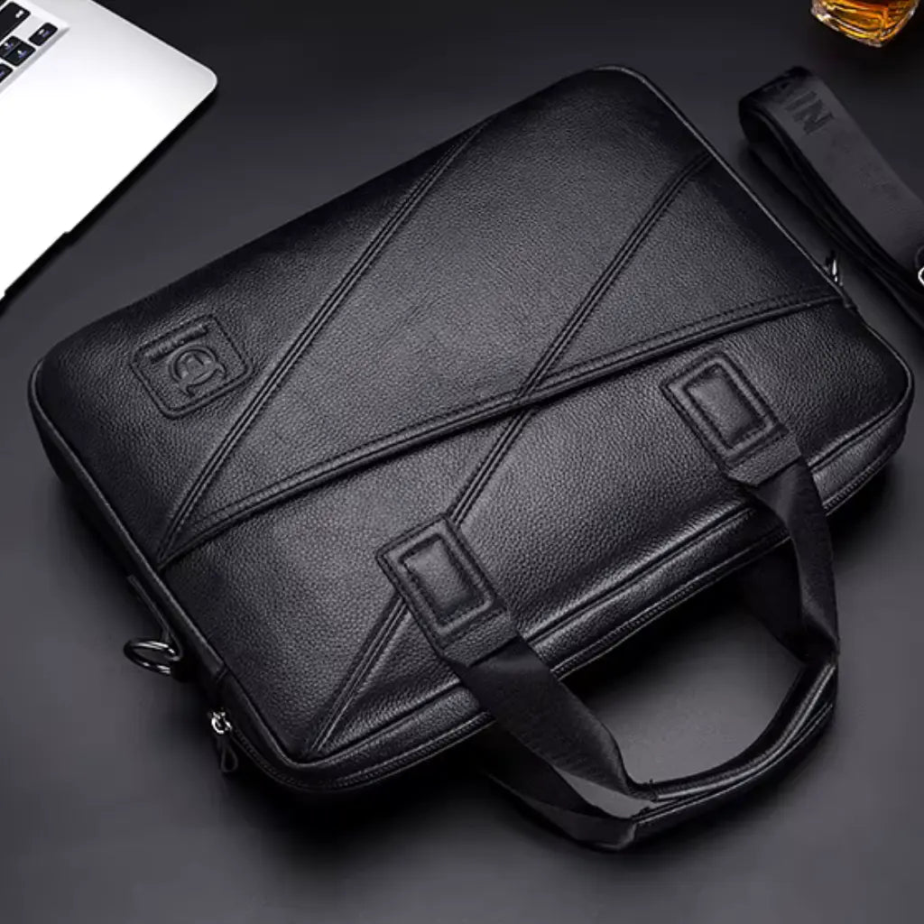 Schwarze Laptoptasche aus Leder – Elegant & Funktional