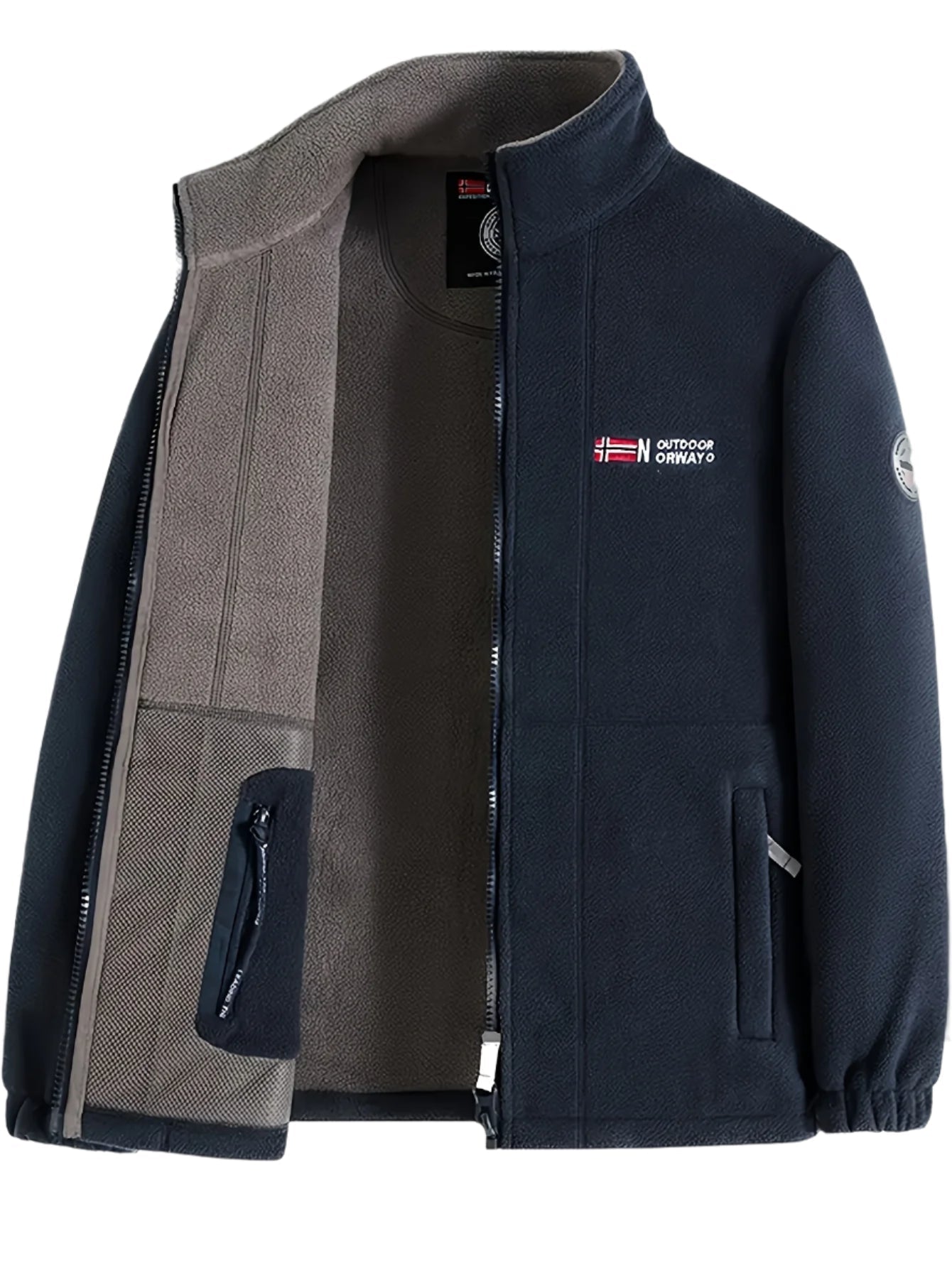 Outdoor Fleecejacke Herren – Warme Übergangsjacke mit Stehkragen & Reißverschlusstaschen