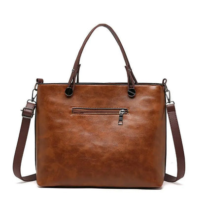 Große Shopper Handtasche Damen – Vegane Ledertasche mit Vordertaschen & Schulterriemen