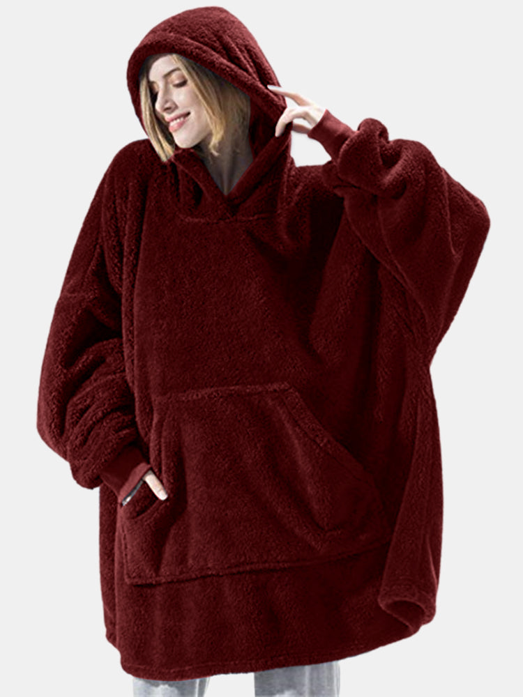 Huggie Hoodie Decke – Warmer Oversized Flanell Hoodie mit Ärmeln