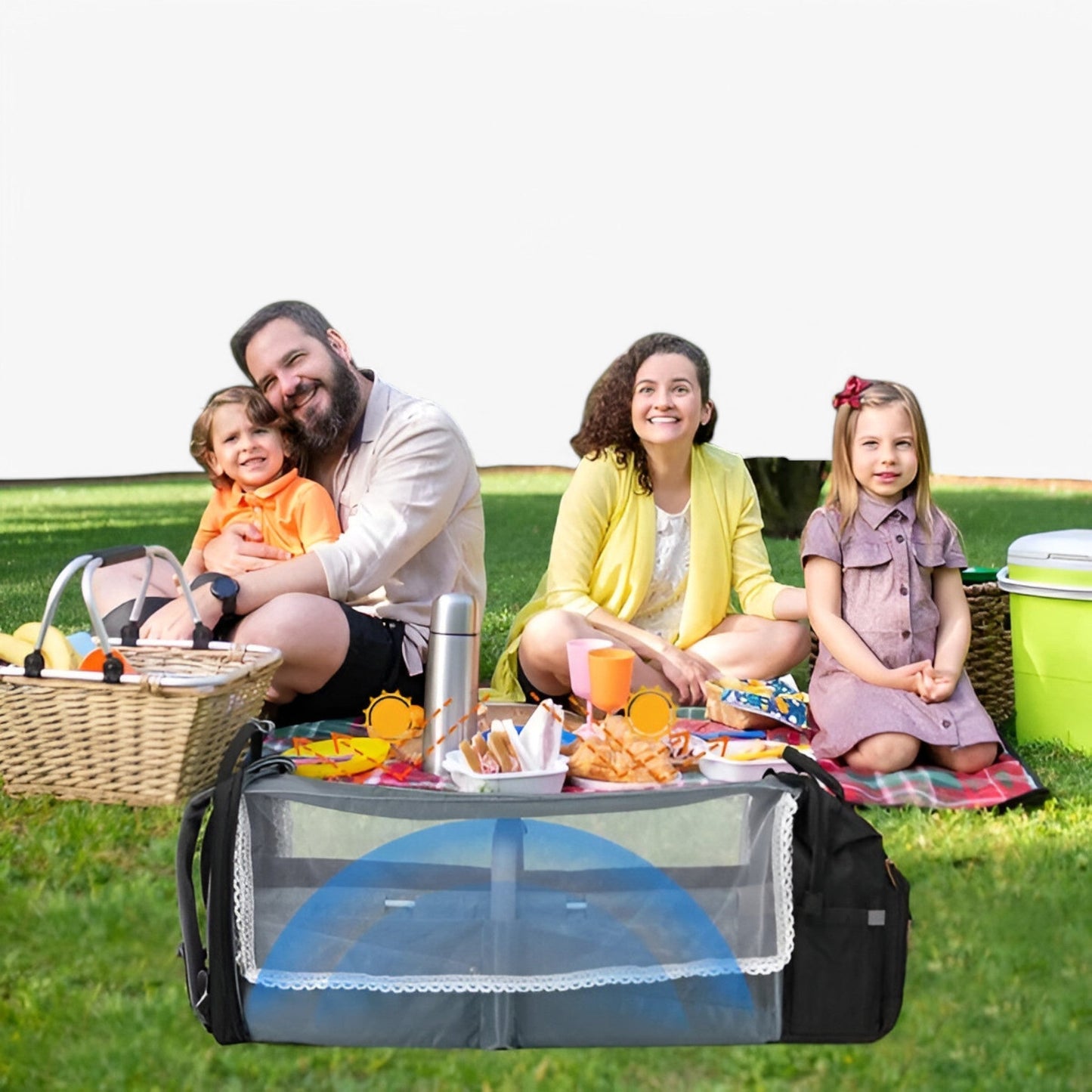 Multifunktionaler Wickelrucksack mit integriertem Reisebett – wasserabweisend, isolierte Flaschenhalterung, Wickelauflage & Kinderwagenbefestigung