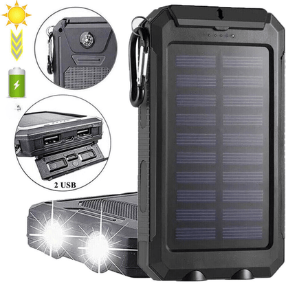 Solar Powerbank 20.000mAh – Tragbares Ladegerät mit Solarpanel, LED-Taschenlampe & wasserdichtem Design für Outdoor-Abenteuer