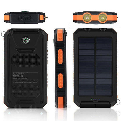 Solar Powerbank 20.000mAh – Tragbares Ladegerät mit Solarpanel, LED-Taschenlampe & wasserdichtem Design für Outdoor-Abenteuer