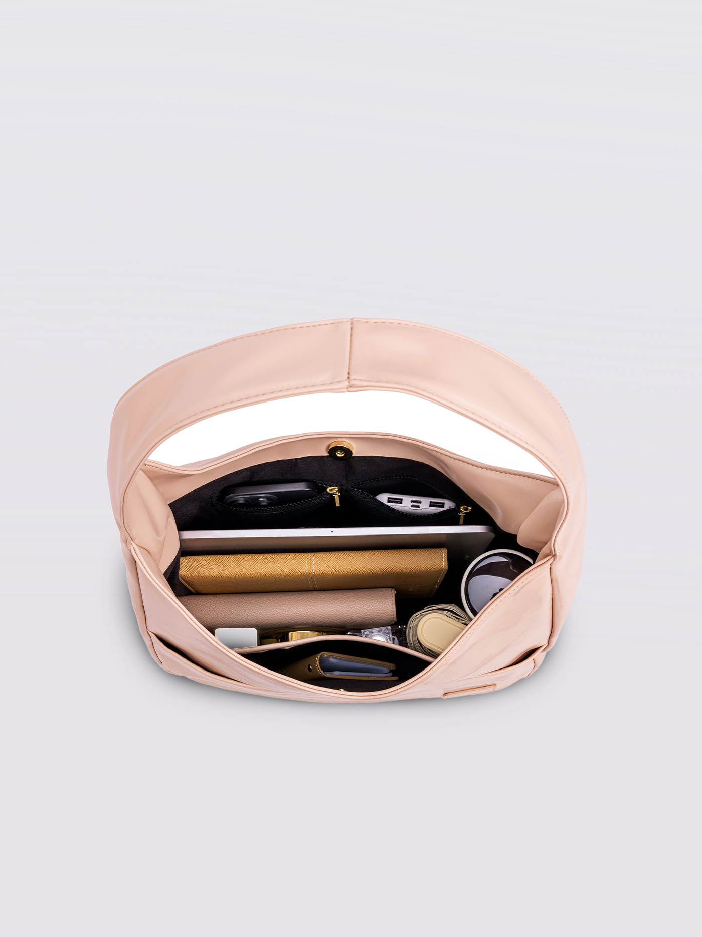 Geräumige Schwarze Schultertasche aus Veganer Leder – Minimalistisches Design