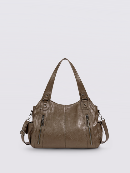 Schwarze Schultertasche Damen mit Seitentaschen – Geräumig & Elegant