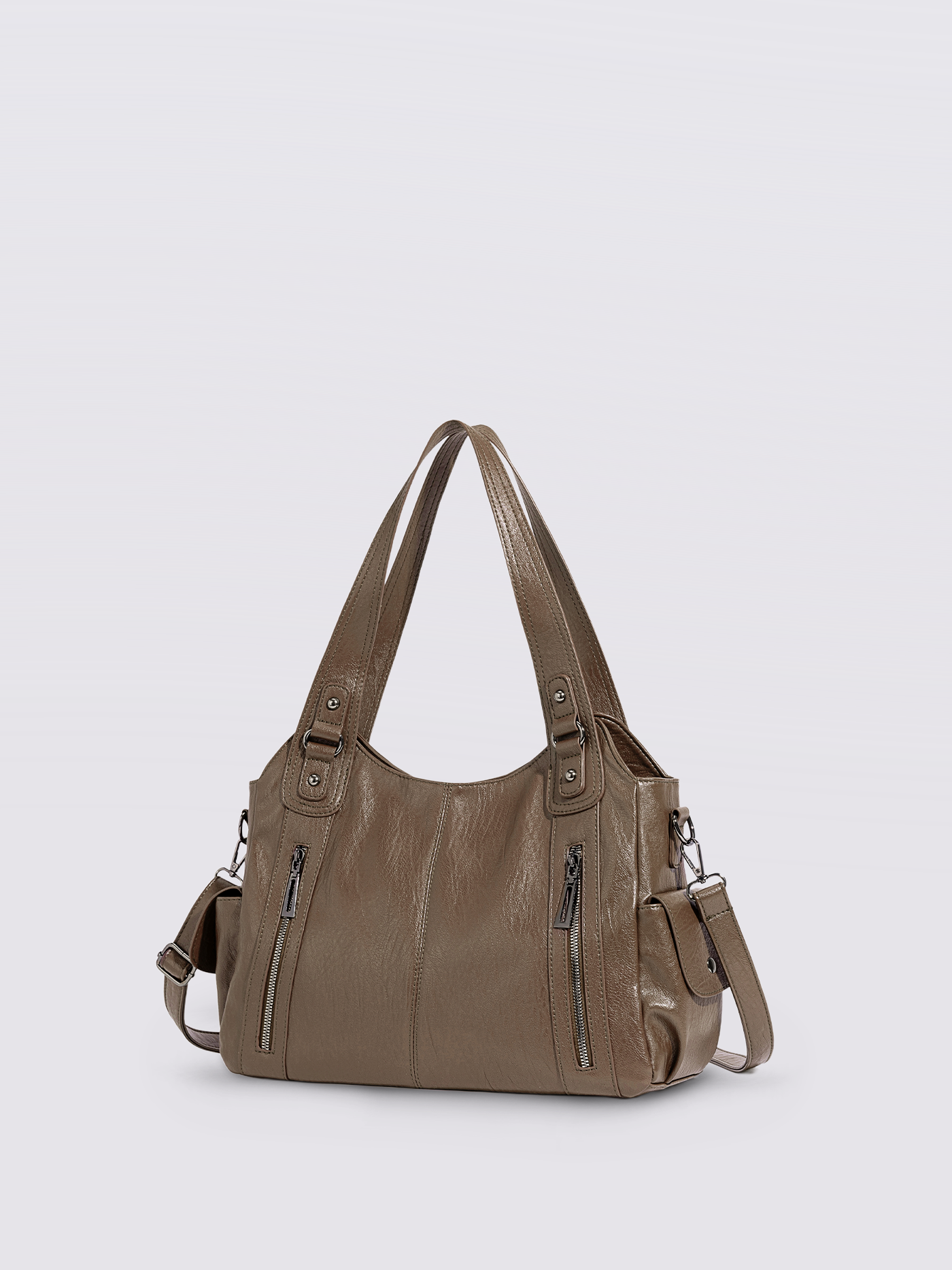 Schwarze Schultertasche Damen mit Seitentaschen – Geräumig & Elegant
