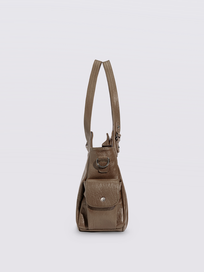 Schwarze Schultertasche Damen mit Seitentaschen – Geräumig & Elegant