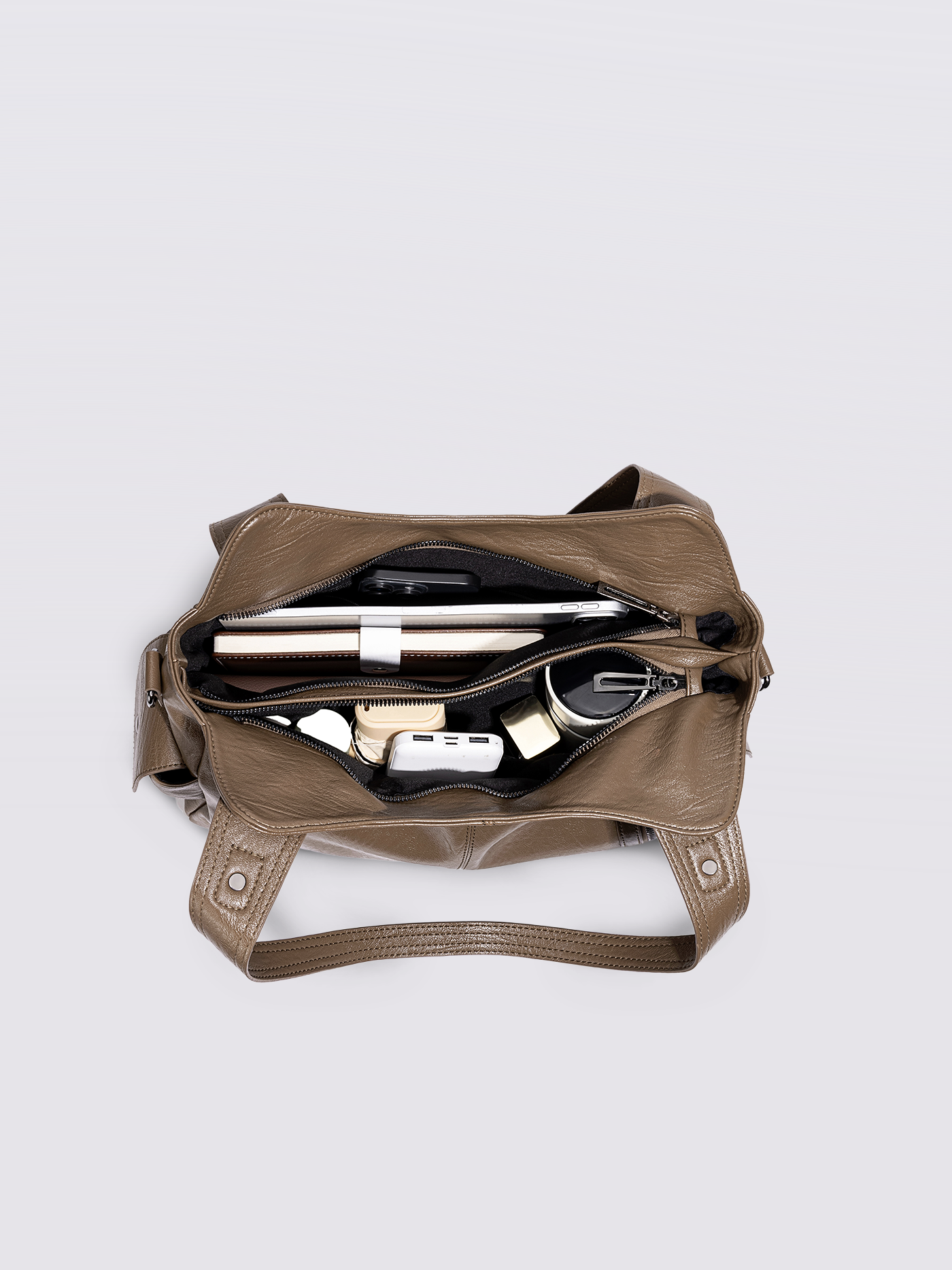 Schwarze Schultertasche Damen mit Seitentaschen – Geräumig & Elegant