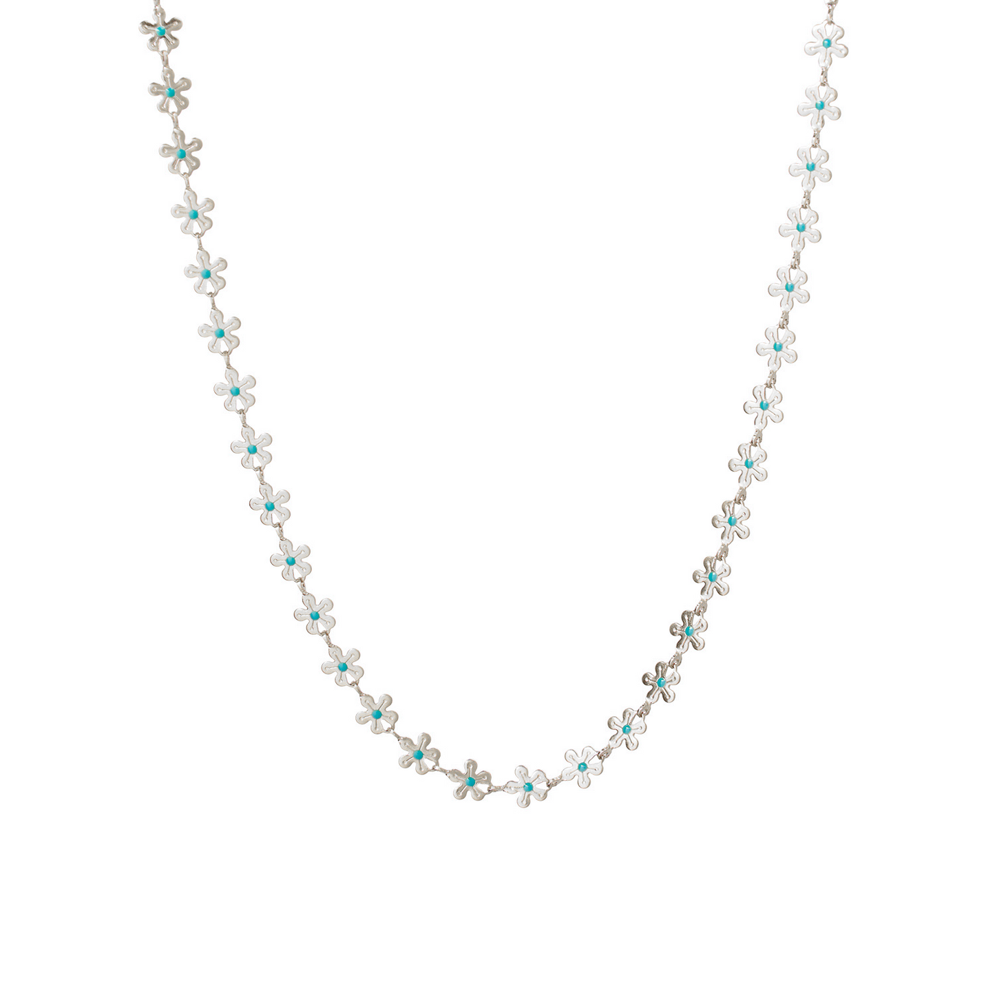 Goldene Blumenkette mit Türkis-Emaille – Eleganter Sommerschmuck für Damen