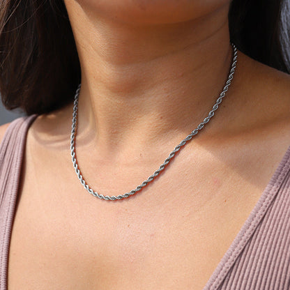 Gold-Rope-Kette Edelstahl 40 + 5 cm – Seilkette vergoldet, 3 mm, Unisex Halskette Damen & Herren