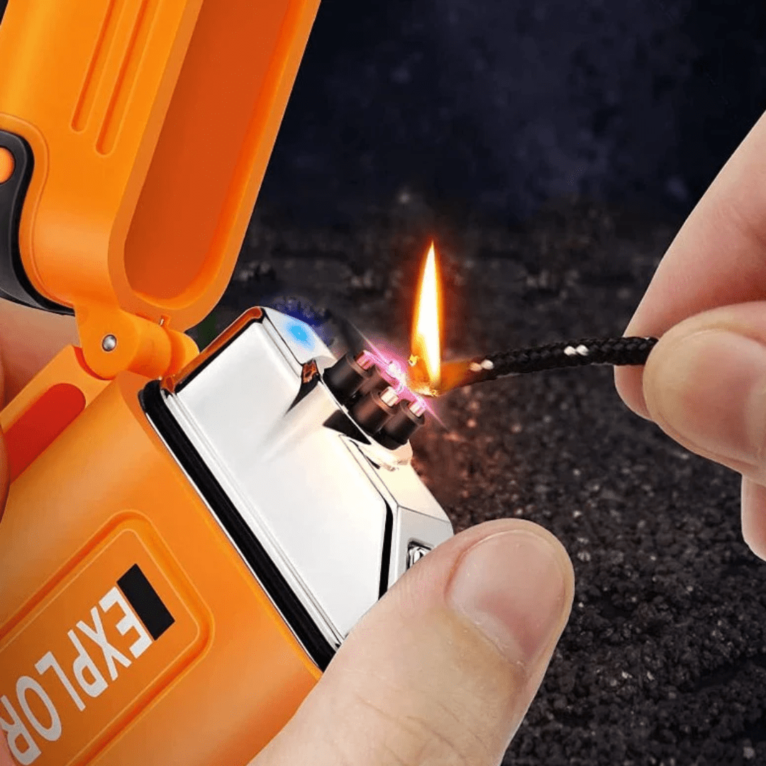 Wasserdichte Plasma Feuerzeug – USB aufladbar, winddicht & ideal für Outdoor, Camping & Survival