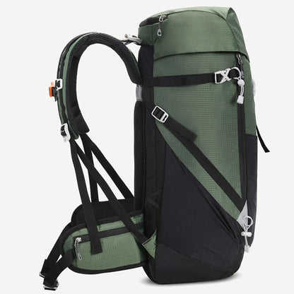 Wasserdichter 50L Nylon Rucksack – Robuster Outdoor Trekkingrucksack mit Regenhülle, Laptopfach & Komforttragesystem