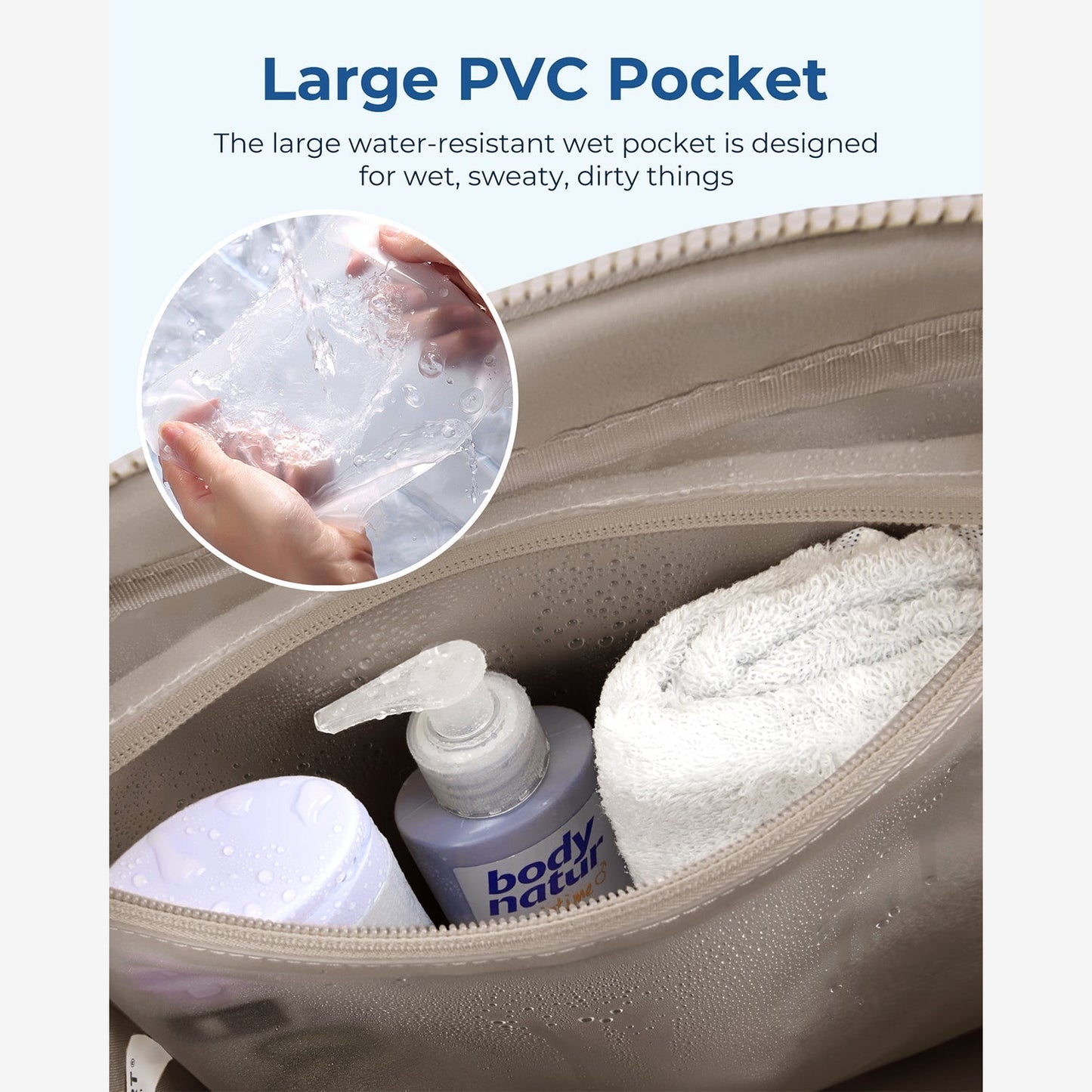 Reisetasche für Handgepäck – Leicht & Wasserabweisend mit Trolley-Gurt & PVC-Fach