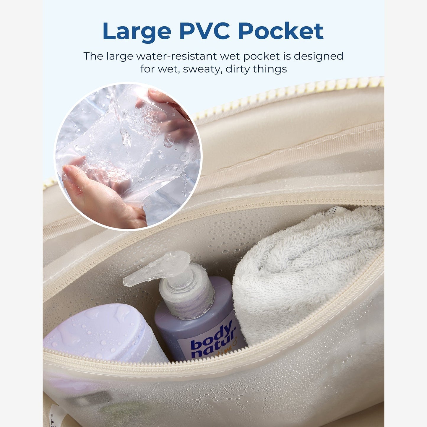 Reisetasche für Handgepäck – Leicht & Wasserabweisend mit Trolley-Gurt & PVC-Fach