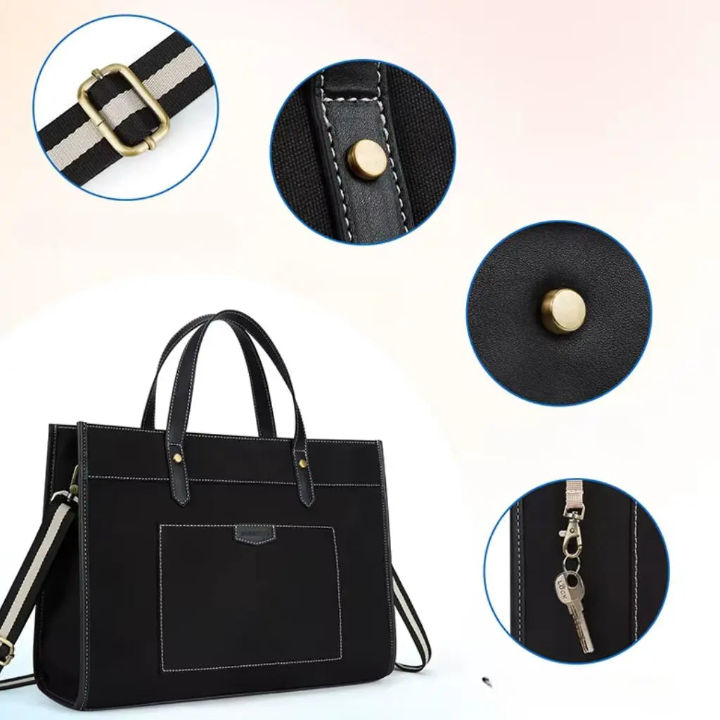 Canvas Laptoptasche Damen 15,6 Zoll – Stilvolle Umhängetasche für Arbeit, Studium & Alltag