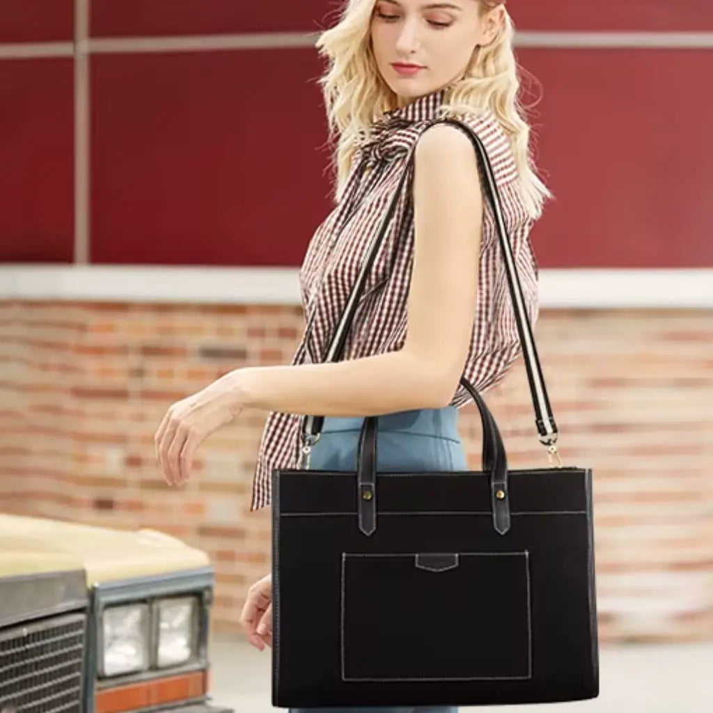 Canvas Laptoptasche Damen 15,6 Zoll – Stilvolle Umhängetasche für Arbeit, Studium & Alltag