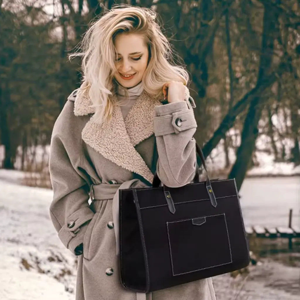 Canvas Laptoptasche Damen 15,6 Zoll – Stilvolle Umhängetasche für Arbeit, Studium & Alltag