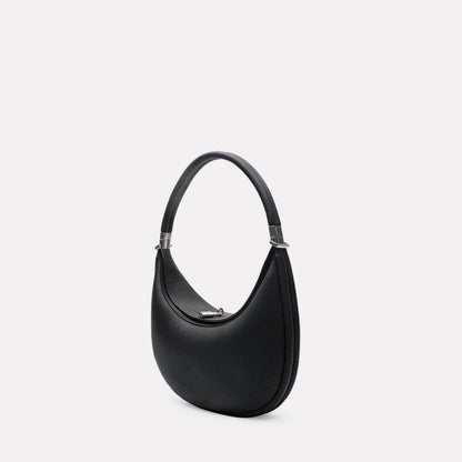 Elegante Halbmond-Schultertasche aus veganem Leder – Minimalistisches Design mit goldfarbenen Akzenten für Damen